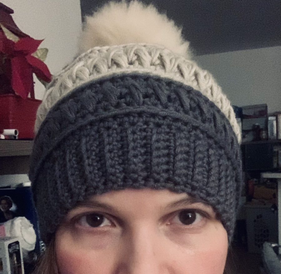 Crochet hat and dark circles
